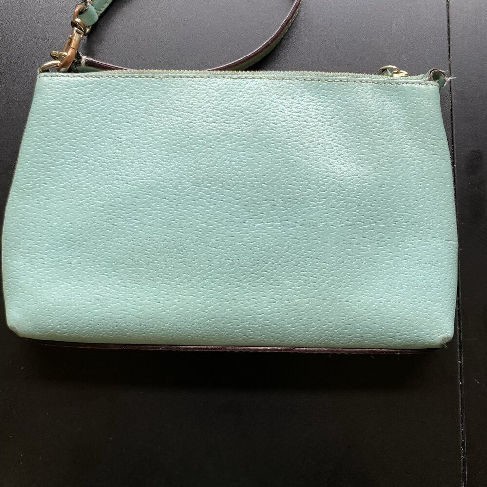 KATE SPADE Robins Egg Blue Pebbled Leather Wristlet Pouch Clutch Wallet - Picture 5 of 8